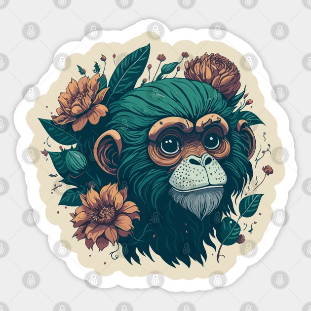 Monkey in Meditation Sticker by ArtisanEcho
